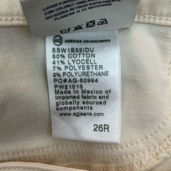 AG Women's Farrah Ankle Seamless Skinny Jeans Size 26 R Ivory Mid Rise EUC - Picture 15 of 16